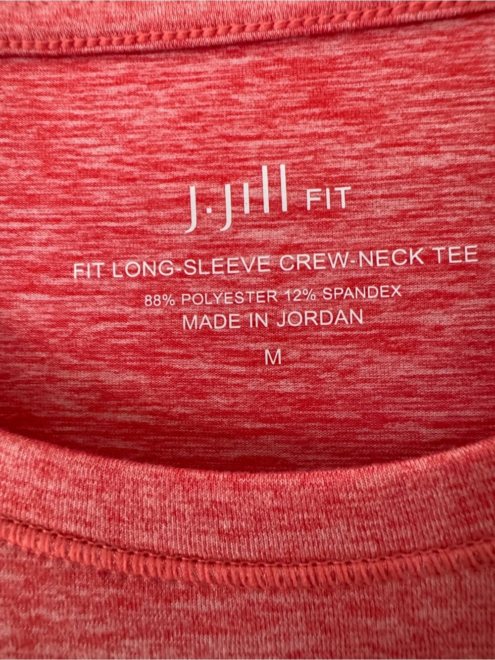 J. Jill Fit Heathered Coral Long Sleeve Crew Neck Tee size medium - Picture 2 of 3